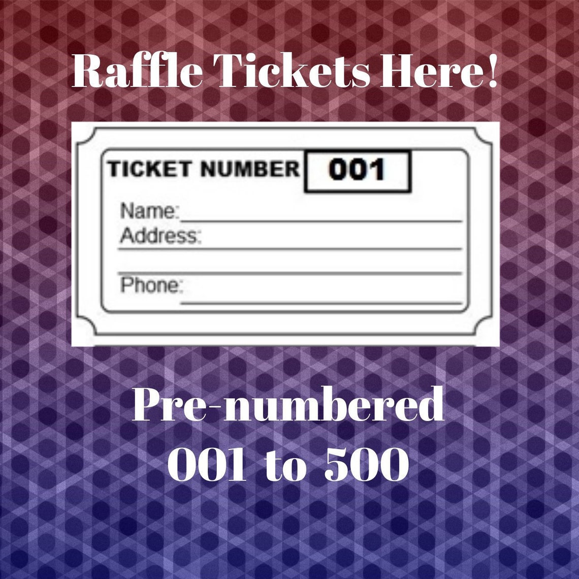 Raffle Ticket Template, 8 Blank Raffle Tickets per Page, Party Work