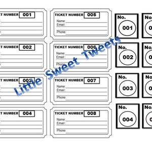 raffle ticket template 8 blank raffle tickets per page party etsy