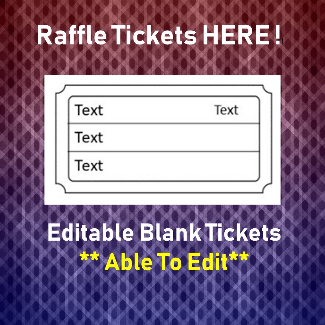 raffle ticket templateeditable 8 blank raffle tickets per etsy