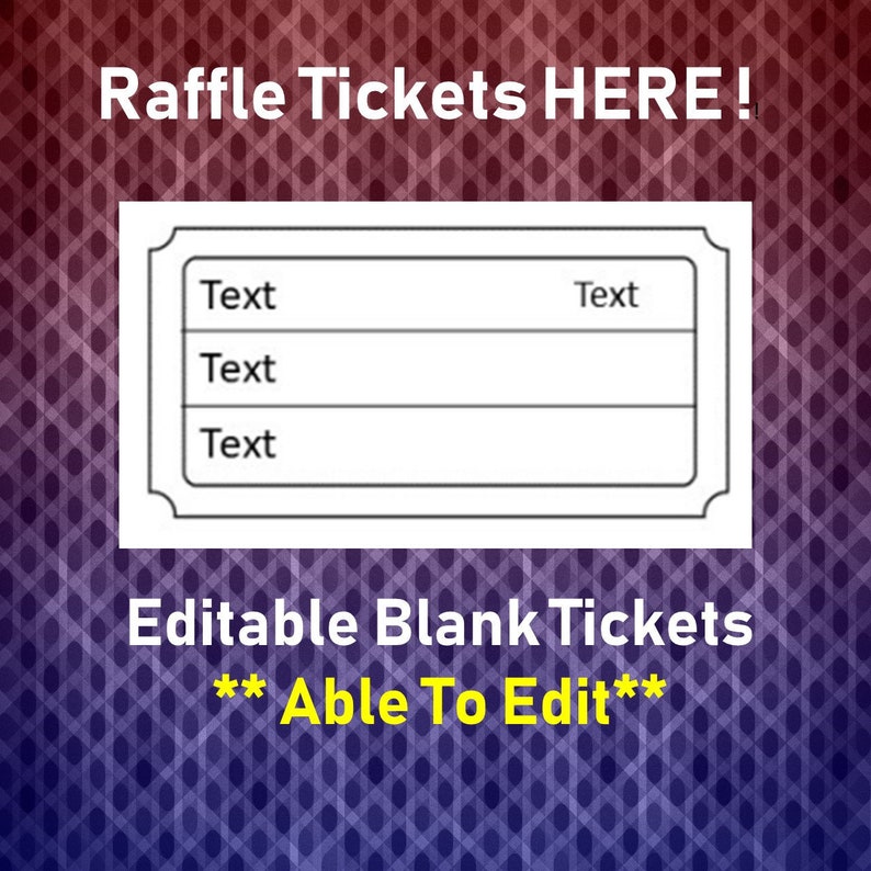 Raffle Ticket Template,editable, 8 Blank Raffle Tickets per Page, Party ...