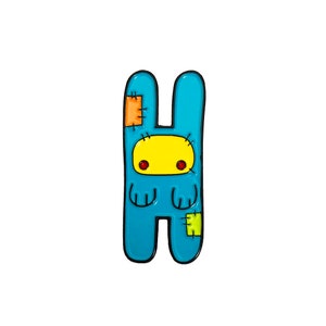 Blue Patches Bunny Enamel Pin | Toy Animal Lapel Pin | Mid-century Modern Hat Pin | MCM Retro/Vintage Pin