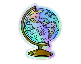 Holographic Globe Sticker.  Makes a Great gift for teachers and other rad people!!