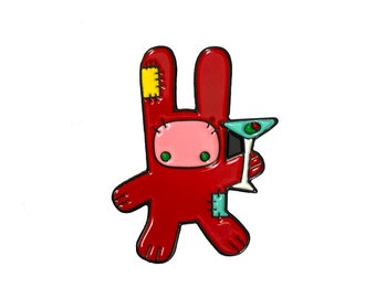 Red Martini Bunny Enamel Pin | Party Animal Lapel Pin | Mid-century Modern Hat Pin | MCM Retro/Vintage Pin
