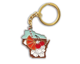 Wisconsin 'Old Fashioned' Cocktail Keychain | Sconnie Keychain | Craft Cocktail Keychain | WI