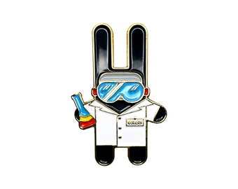 Lab Bunny Enamel Pin | Scientist Lapel Pin | Mad Scientist Hat Pin