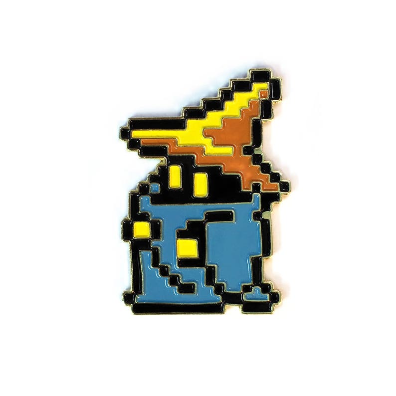 Retro 80s Final Fantasy 1 NES Inspired 8-Bit Enamel Pin Black Mage Lapel Pin Retro Video Game 80s Nostalgia image 1