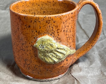 Taza de cerámica con forma de pájaro amarillo, regalo para amantes de las aves