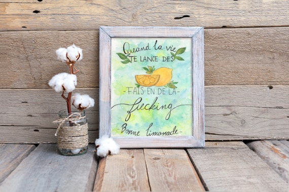 Affiche Numerique Citation Humoristique Citron Aquarelle Etsy