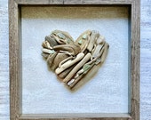 Driftwood heart in shadow box