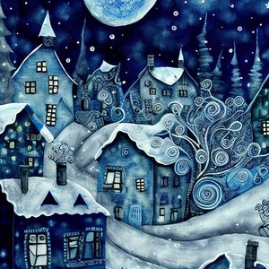 Gezellige winterse kaart | Digitale download | Digitale afdrukbare wenskaart | Muurkunst | Woondecoraties