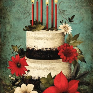 Biglietto di auguri di buon compleanno artistico unico e di alta qualità / Download digitale immediato / Illustrazione elegante