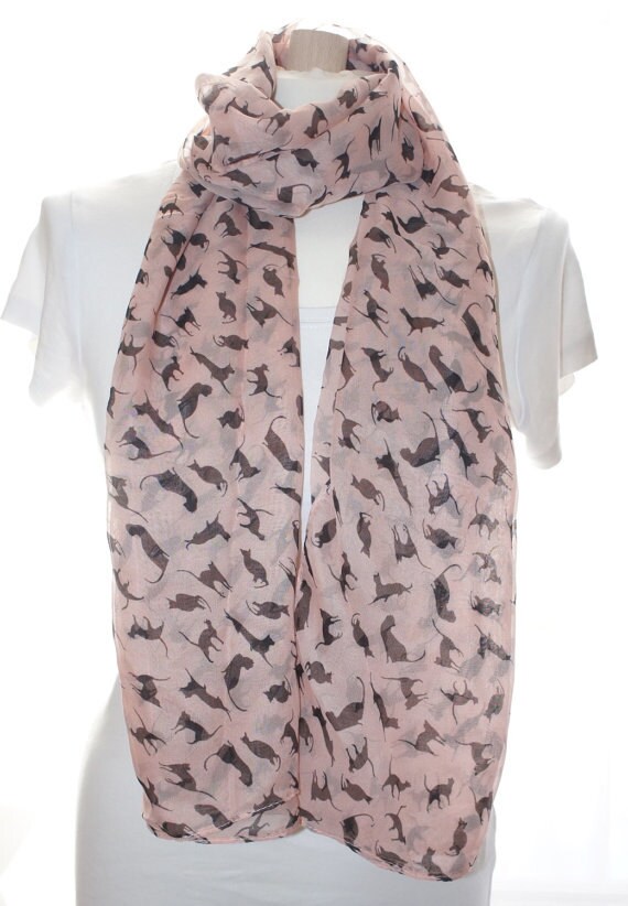 Cat Scarf Black White Cats Shawl Ladies Large Kitty Animal Print Wrap Sarong