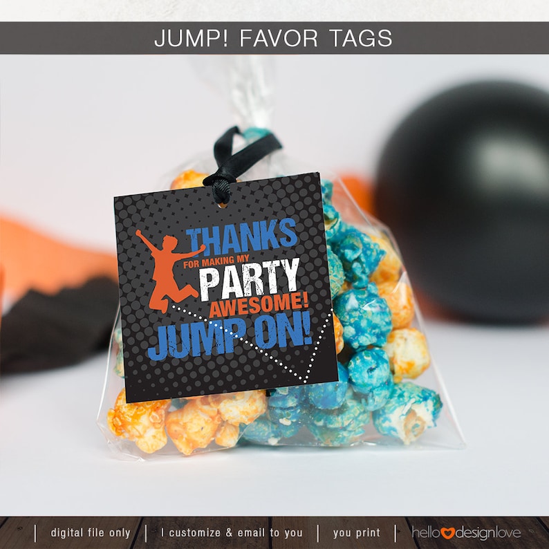Jump Printable Party Favor Gift Tag Jumping Party Etsy