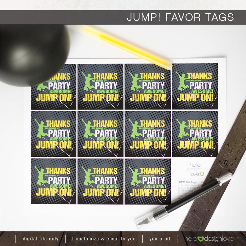 Jump Printable Party Favor Gift Tag Jumping Party Etsy UK
