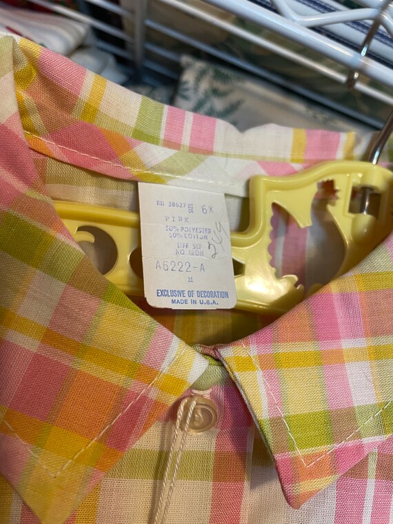 Vintage Girls Plaid Blouse - NWT's Shirt Plaid Pa… - image 2