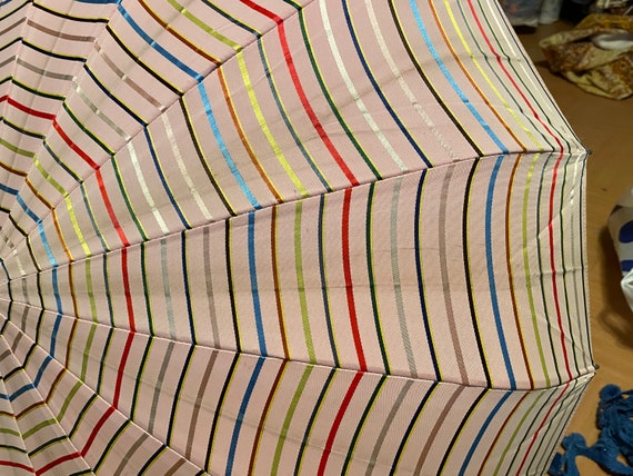 Vintage Pink Striped Parasol- Umbrella 40s - image 2