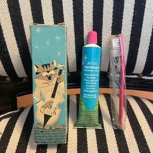 Vintage Avon-Mod Kinder Zahnpasta Toofie Musik Katze Originalverpackung