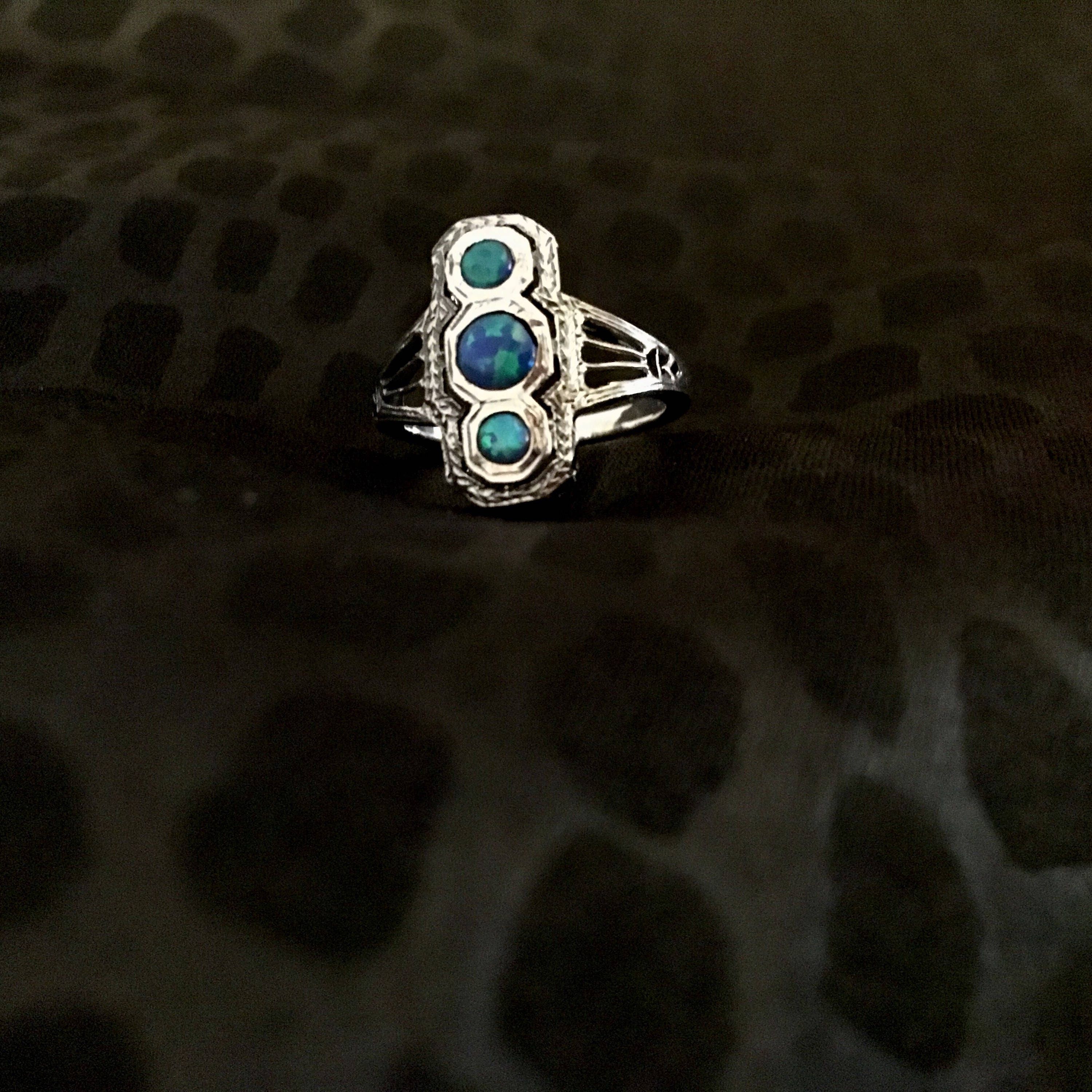 Jewelry Lot: Stunning Opal Ring and Necklace Set | Etsy