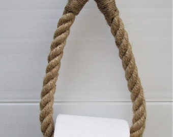 Antique Style Steampunk Industrial Jute Rope Towel or Toilet Roll Holder