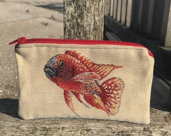 pouch fish purse fish kit fish veronpiotcreation