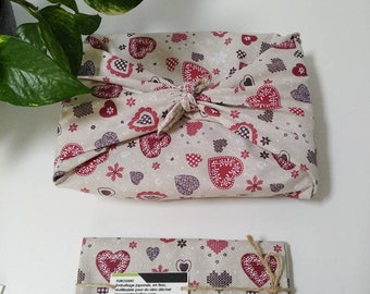 Furoshiki, emballage tissu, emballage cadeau zéro déchet, saint valentin, emballage japonais veronpiotcreation