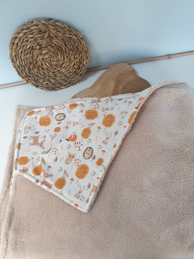 Couverture Chaude et Douce Pour Bébé en Polaire Teddy Coton Animaux de La Forêt Enfant, Grande Couve