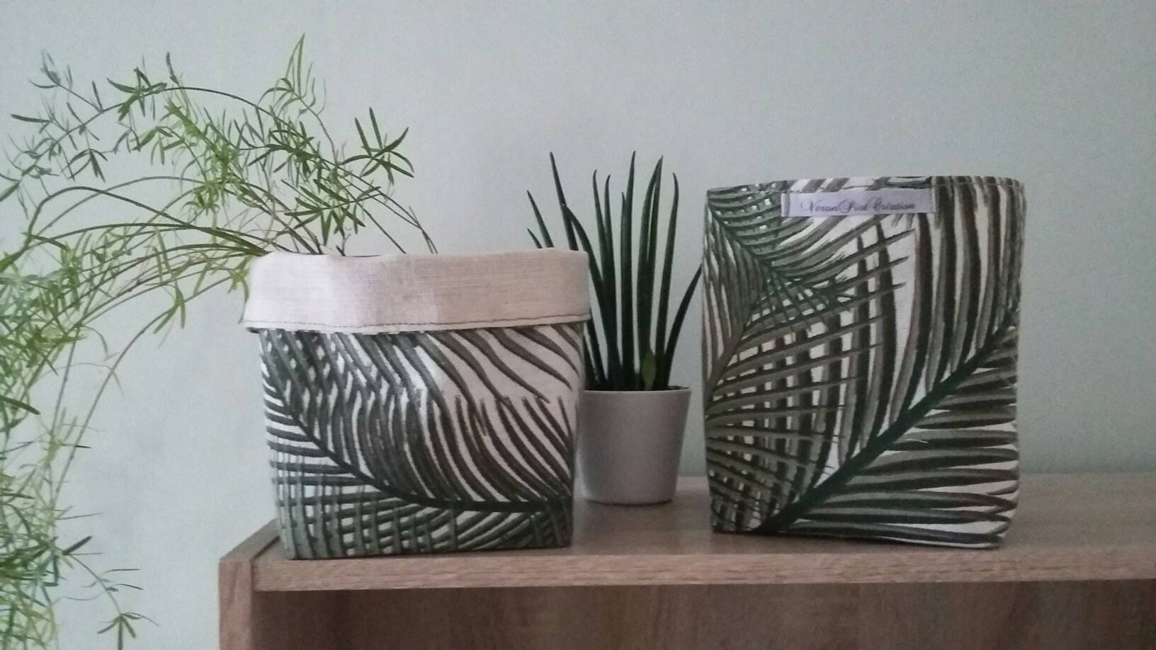 Panier Lin Panière Feuille de Palmier Rangement Organisation Cache Pot Décoration Stockage Cadeau Cr