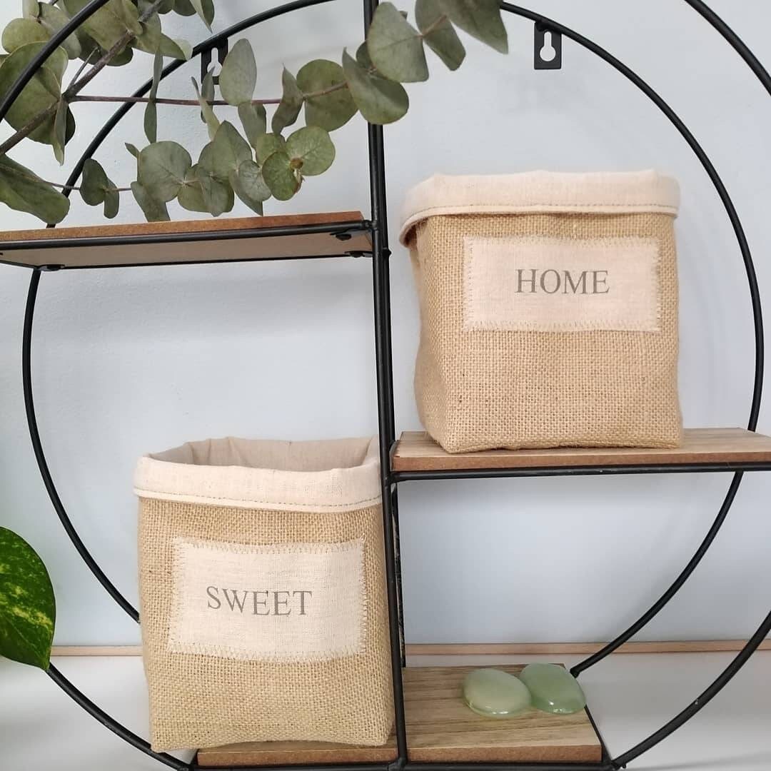 4pcs sac de rangement en toile de jute panier mini de bureau sac de
