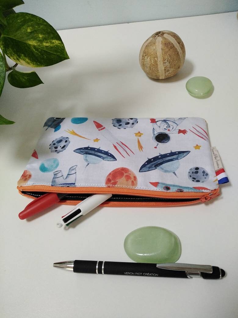 Pencil Case Kid, Trousse Scolaire Espace, Planète, Fusée/Étui à Crayon Trousse École Crayon, Veronpi
