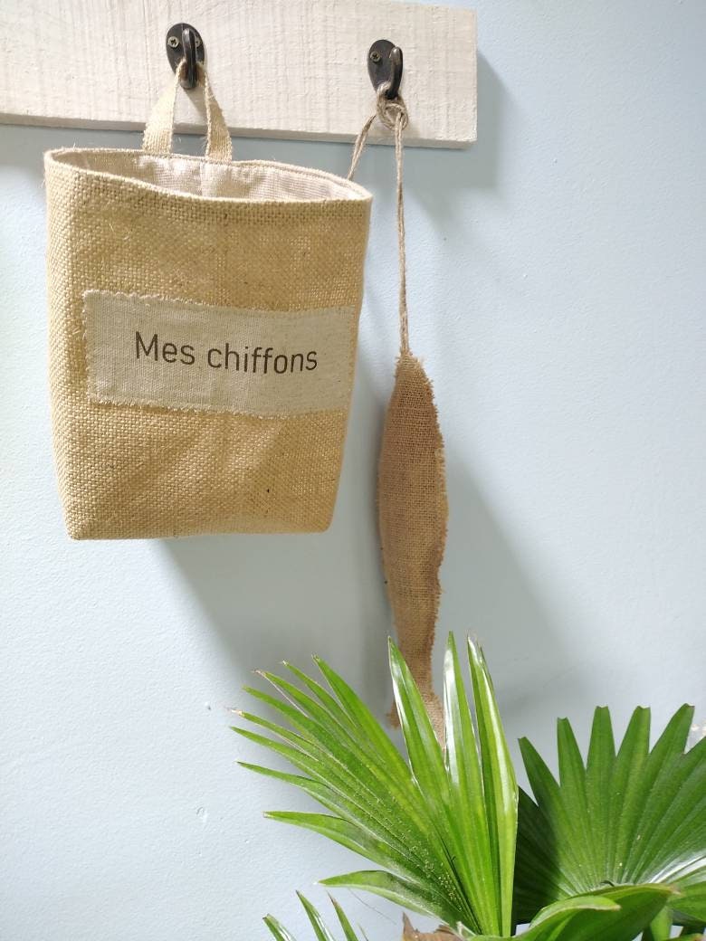 Panier Jute Rangement Toile de Doré Vide Poche Panière à Suspendre Veronpiot Cadeau Écolo Responsabl