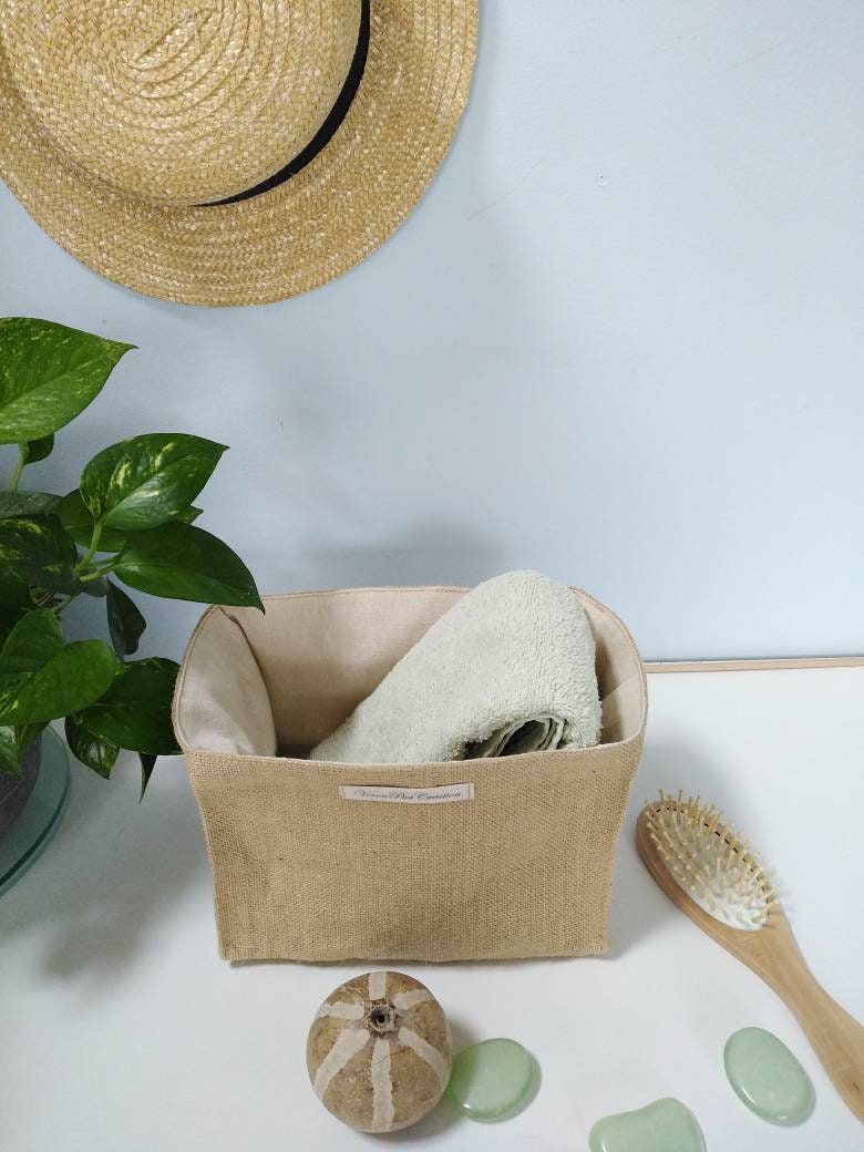 Panier Jute Rangement Toile de Vide Poche Panière Salle Bain Cadeau Écolo Responsable Décoration Mar