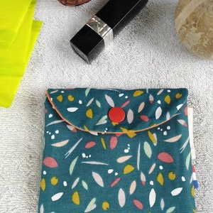 Mask pouch, sanitary napkin pouch, soap pouch, waterproof coated cotton paper pouch, handmade in France veronpiotcréation