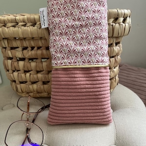 Etui à lunettes en velours, pochette  à lunettes douce et molletonnée – Velours rose avec touches dorées