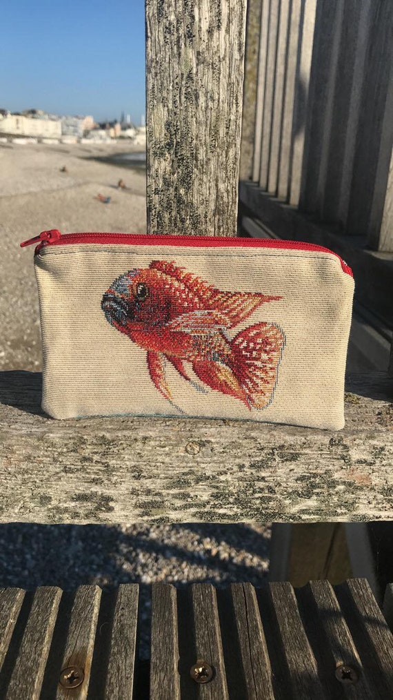 pouch fish purse fish kit fish veronpiotcreation