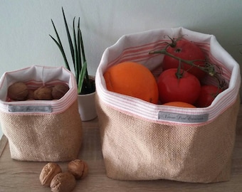 Basket burlap fruit basket minimalist storage fruit storage organization veronpiotcreation burlap and orange