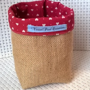 basket burlap empty pocket cotton red printed heart white gift packaging storage decoration wedding anniversary image 4