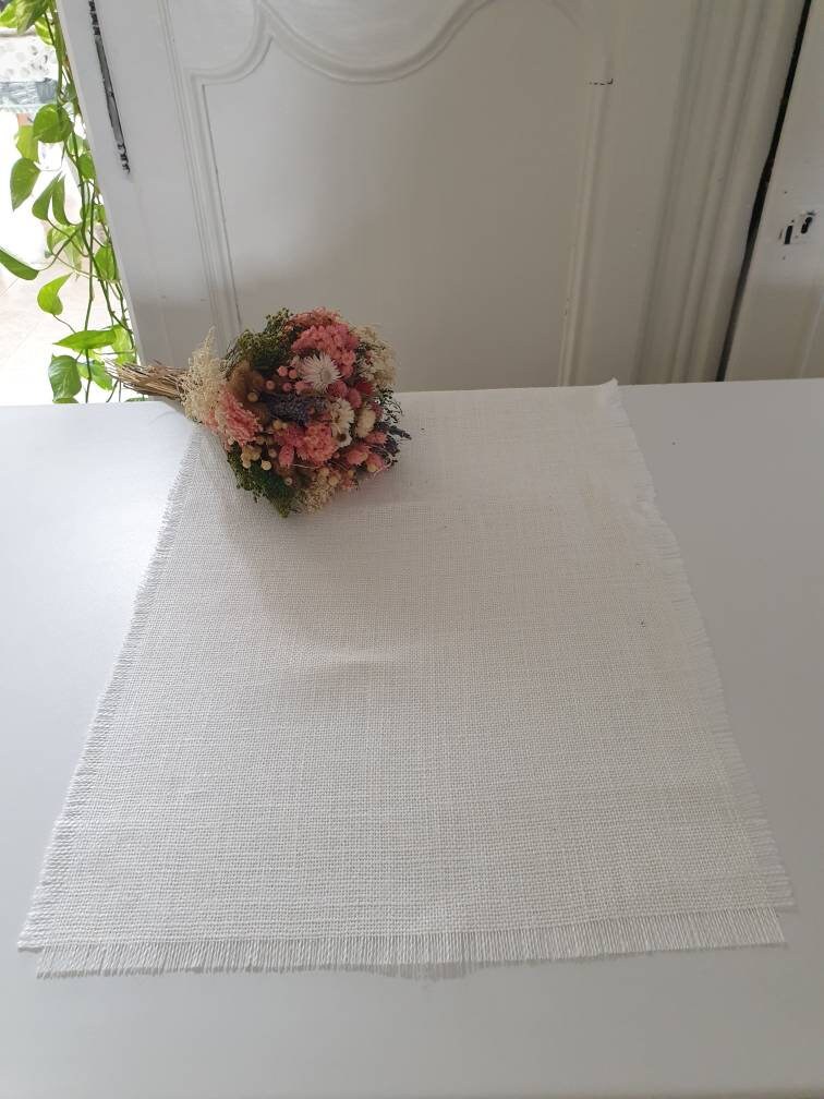 Chemin de table Gaze de Coton Vert de Gris 300x40 cm