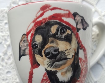 Custom pet cat mug dog mug, pet portrait large ceramic mug big coffee cup animal lover made to order dog lover colorful favorite pet gift