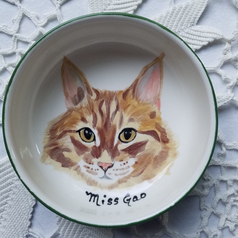 Pet portrait bowl, Custom dog bowl, small dog or cat ceramic bowl, animal lover gift pet dish personalized 5 bowl cat or dog portrait dish image 5