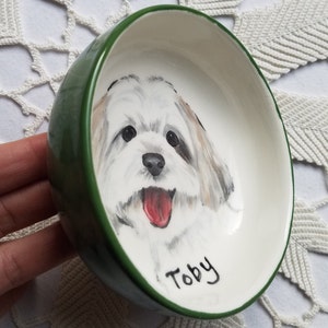 Pet portrait bowl, Custom dog bowl, small dog or cat ceramic bowl, animal lover gift pet dish personalized 5 bowl cat or dog portrait dish image 7