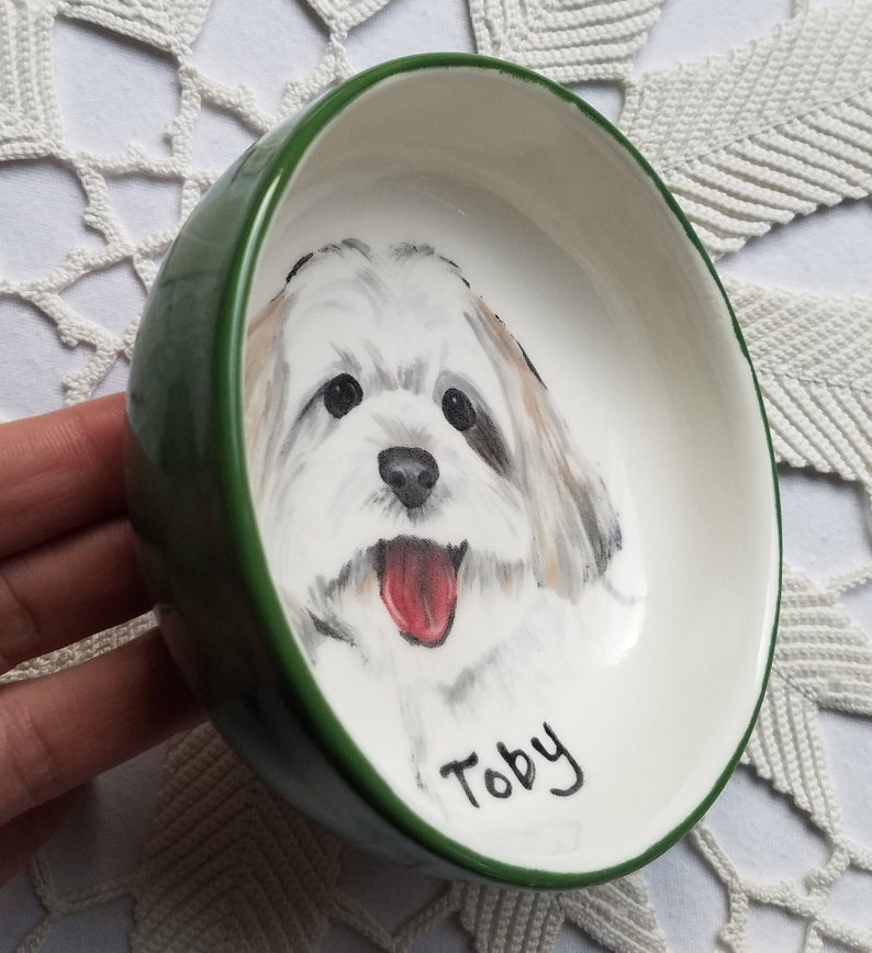 Pet portrait bowl, Custom dog bowl, small dog or cat ceramic bowl, animal lover gift pet dish personalized 5 bowl cat or dog portrait dish image 7