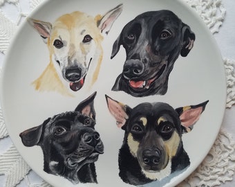 Custom Platter 16" Pet portrait Large platter made to order plate cat or dog portrait painting gift