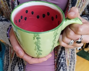 Watermelon Mug: Colorful Red Green Fruit Coffee Cup, 16oz or 24 oz