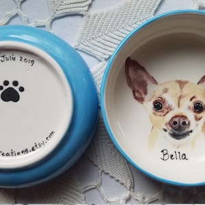 Pet portrait bowl, Custom dog bowl, small dog or cat ceramic bowl, animal lover gift pet dish personalized 5 bowl cat or dog portrait dish image 10