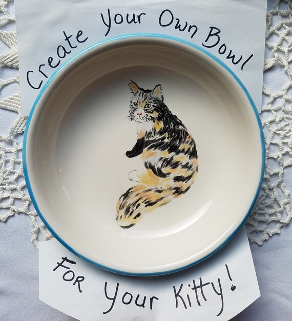Custom cat bowl Kitty cat ceramic bowl kitten bowl animal Etsy