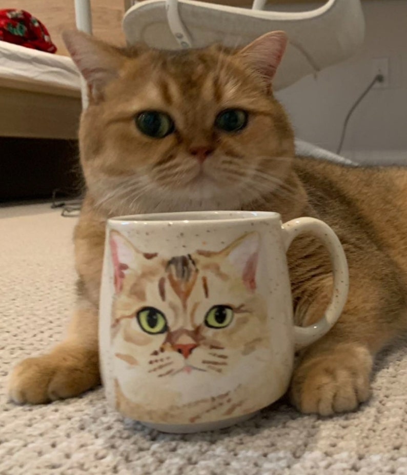 Pet custom mug cat mug dog mug pet mug, made to order pet portrait mug, coffee cup pet gift, hand painted ceramic mug, pet painting image 2