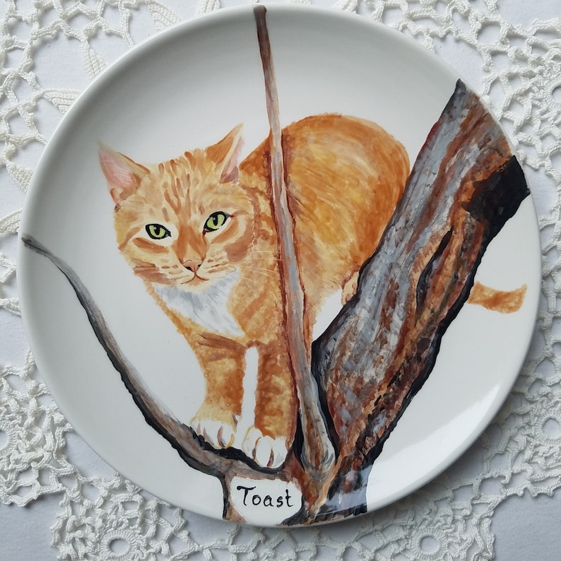 Custom pet plate made to order dog cat plate paint your favorite pet great gift for loved ones gift 10 inch dinner plate cat plate dog plate image 3