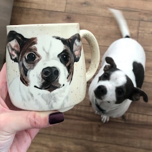 Pet custom mug cat mug dog mug pet mug, made to order pet portrait mug, coffee cup pet gift, hand painted ceramic mug, pet painting