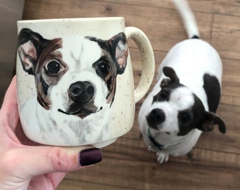 Pet custom mug cat mug dog mug pet mug, made to order pet portrait mug, coffee cup pet gift, hand painted ceramic mug, pet painting