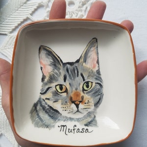 Custom cat bowl, Kitten size ceramic bowl small dog bowl animal lover gift animal pet artist dish personalized cat dish 5 bowl cat portrait image 6